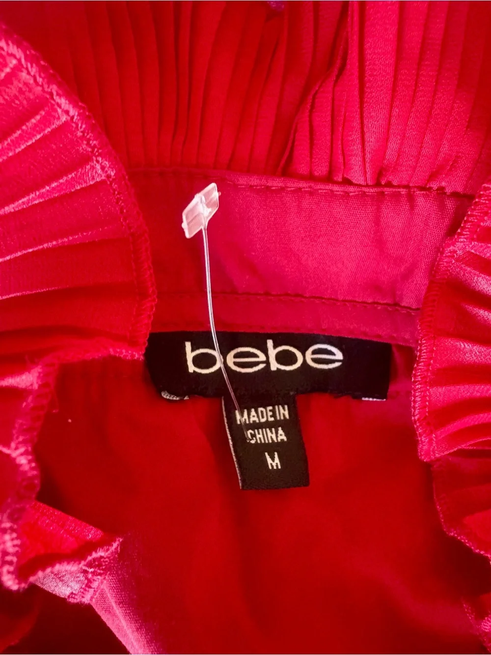 bebe Red Ruffle-Trim Button Front Blouse - Picture 2 of 3